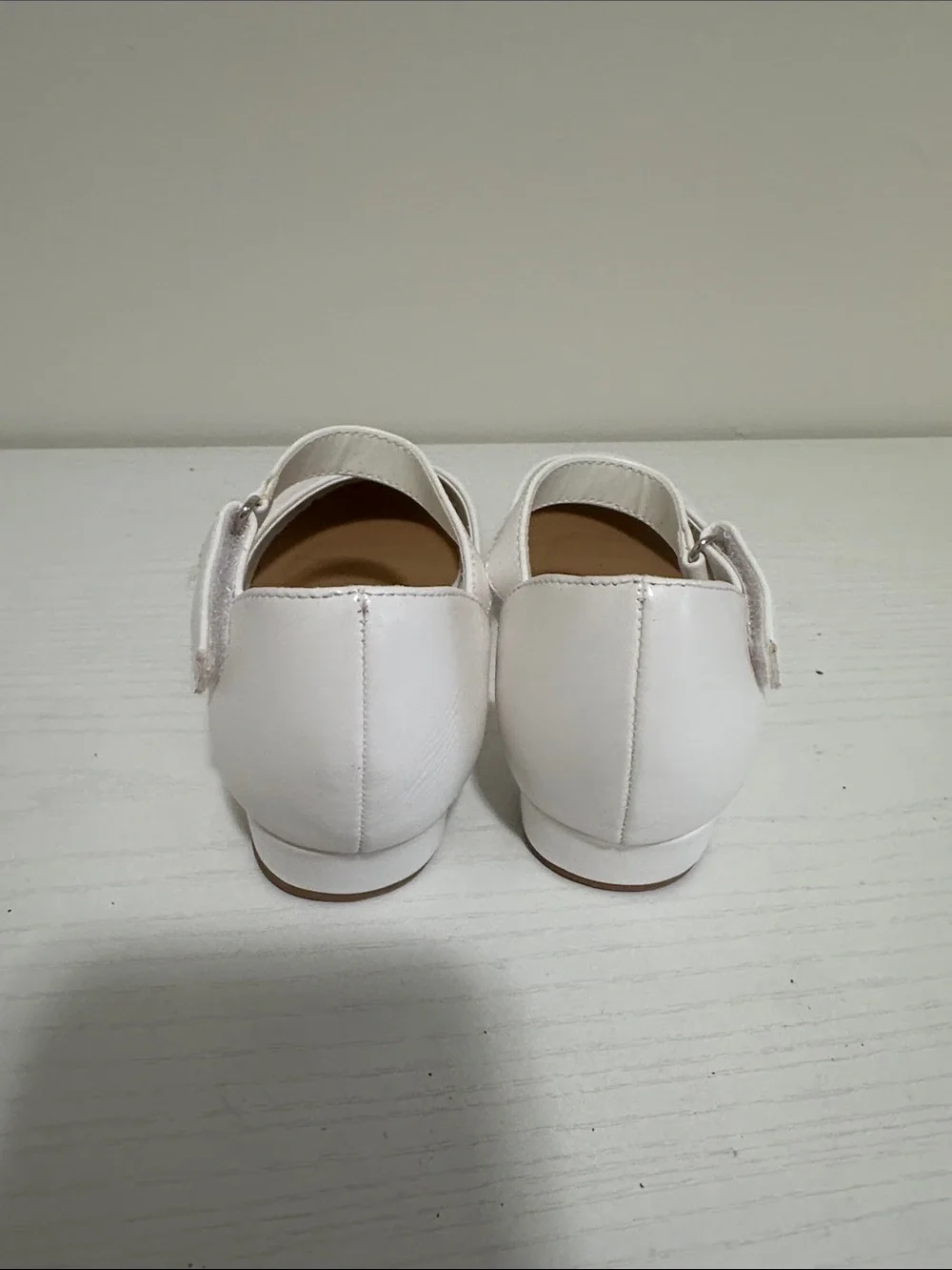 Girls' White Ankle-Strap Dress Flats